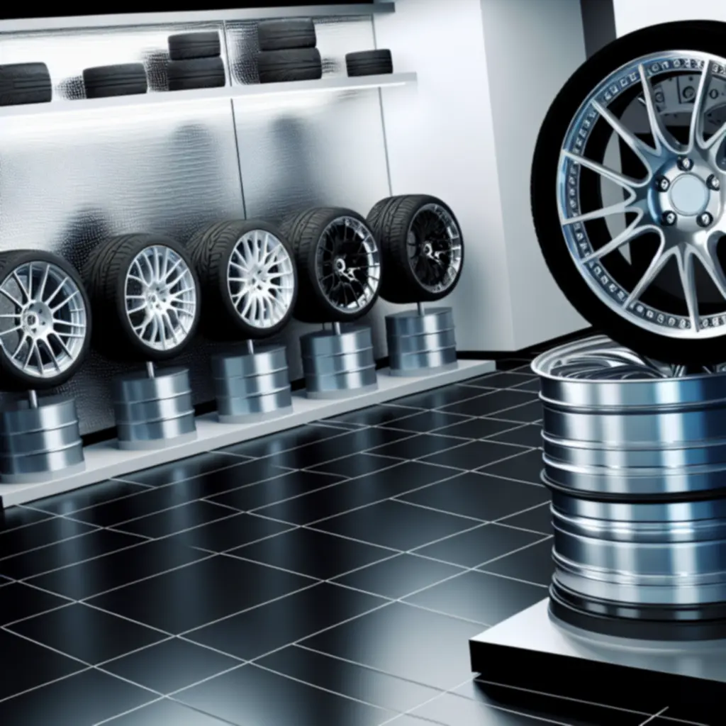 Display of alloy wheels and performance tyres