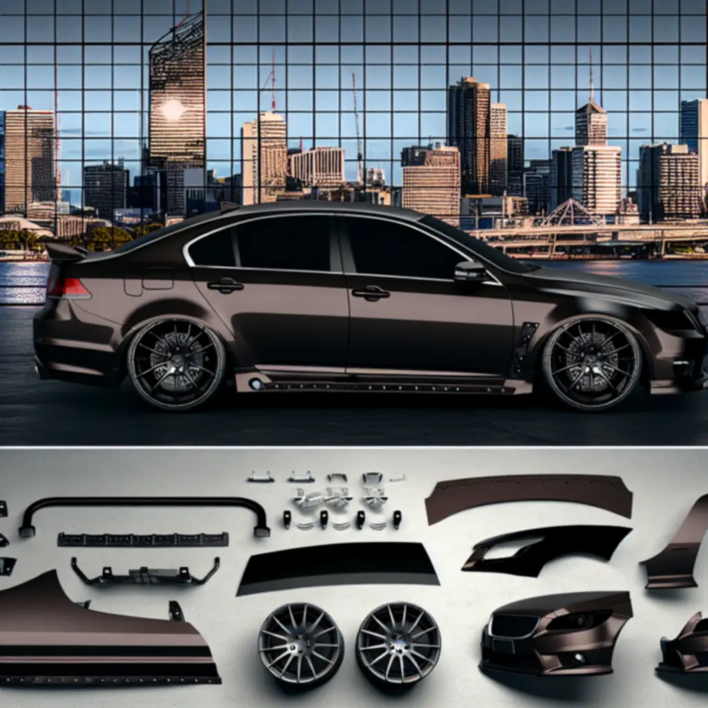 Selection of premium exterior car accessories including body kits and roof racks