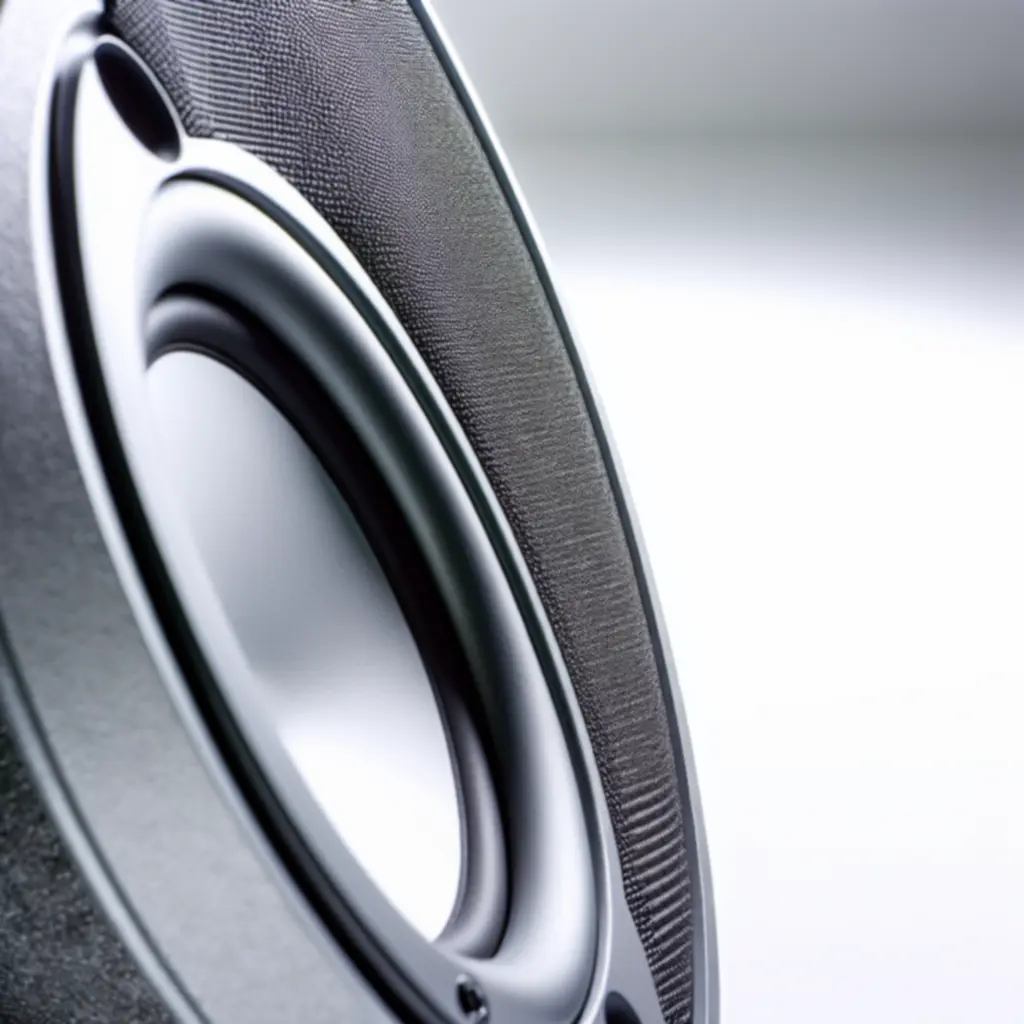 Close-up of a premium car speaker showing detailed cone and surround construction