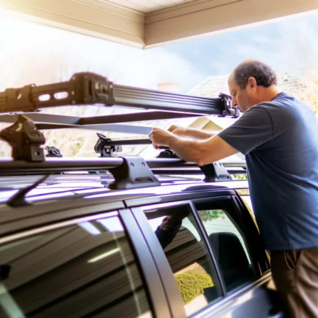 Guide showing roof rack mounting on a vehicle